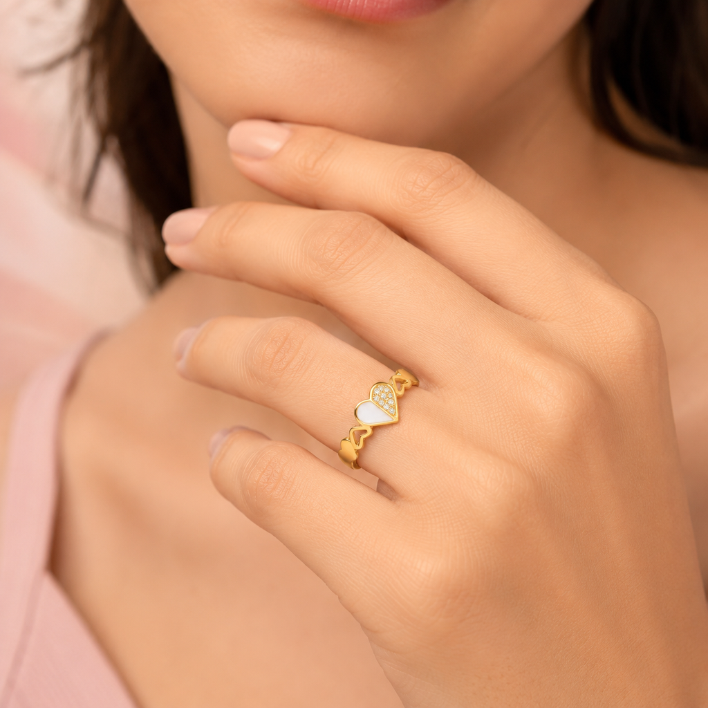 Split Heart Enamel Ring