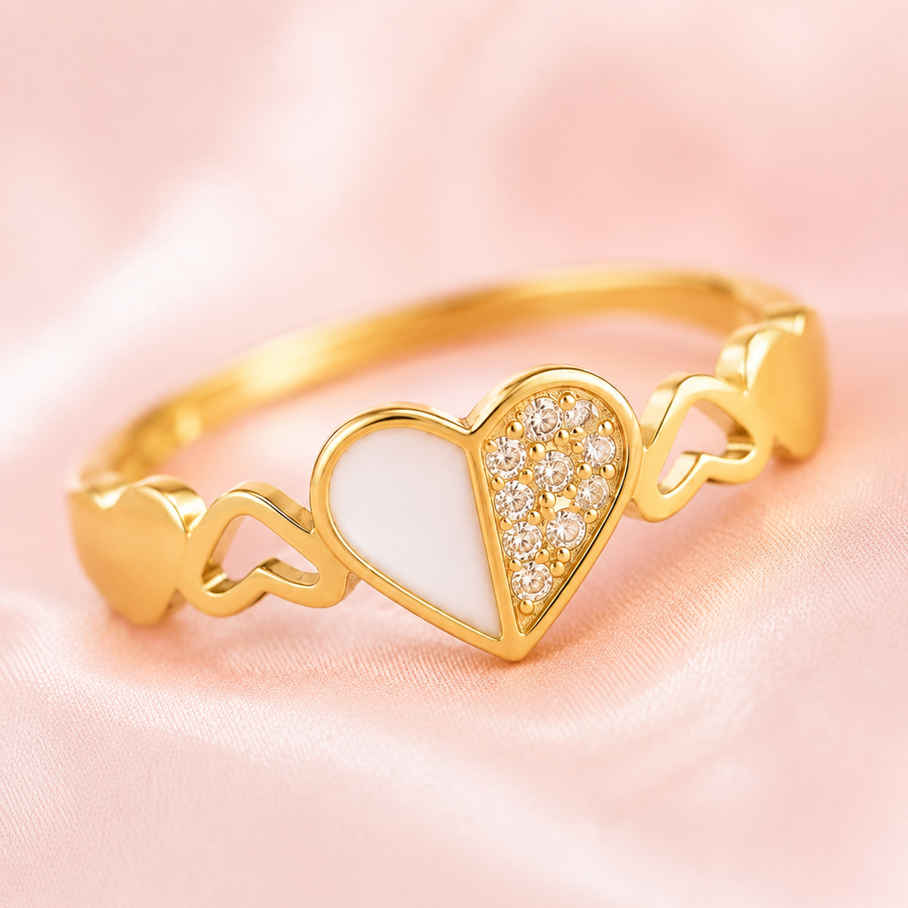 Split Heart Enamel Ring