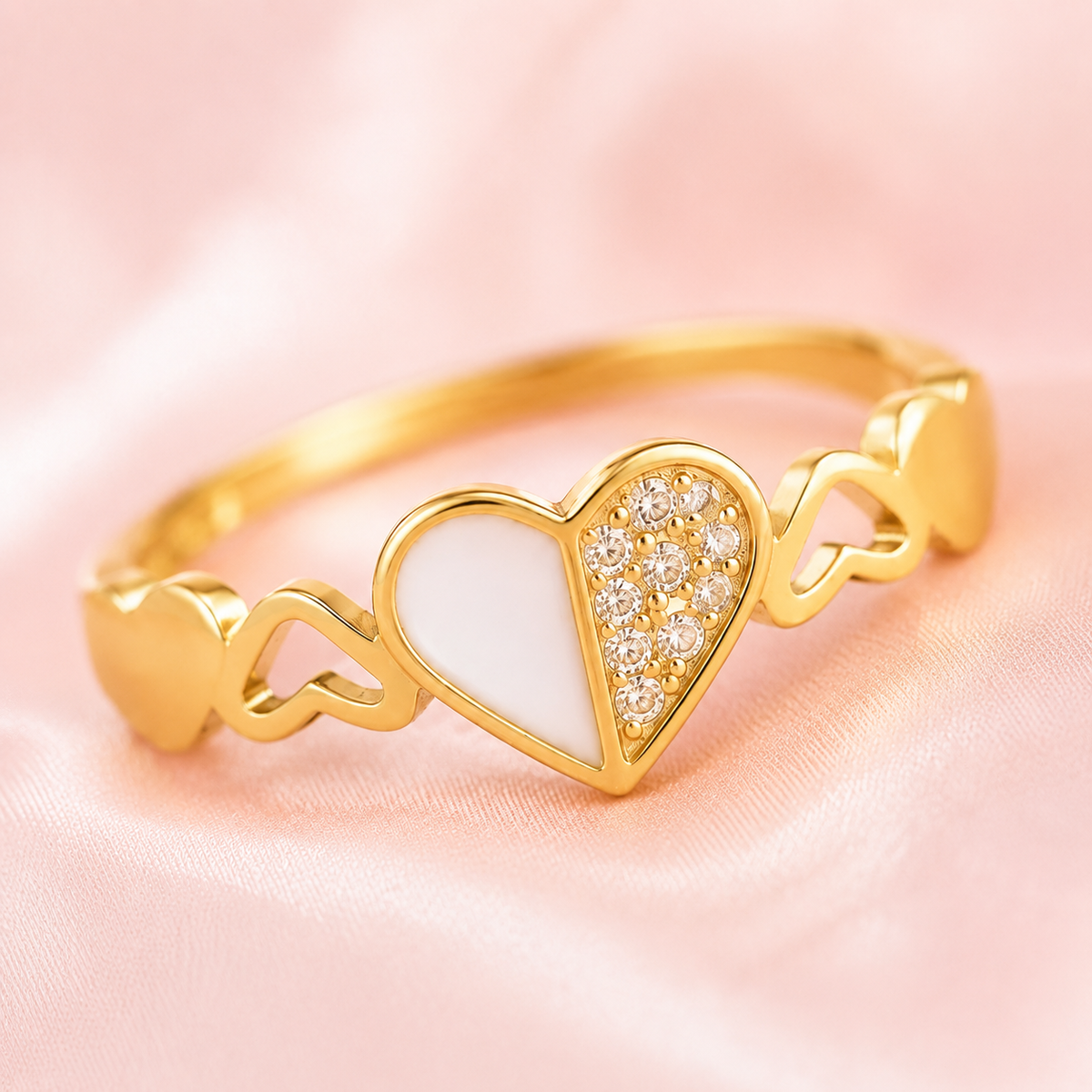 Split Heart Enamel Ring