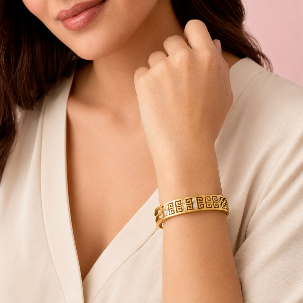 Zahra Gold Lattice Bangle