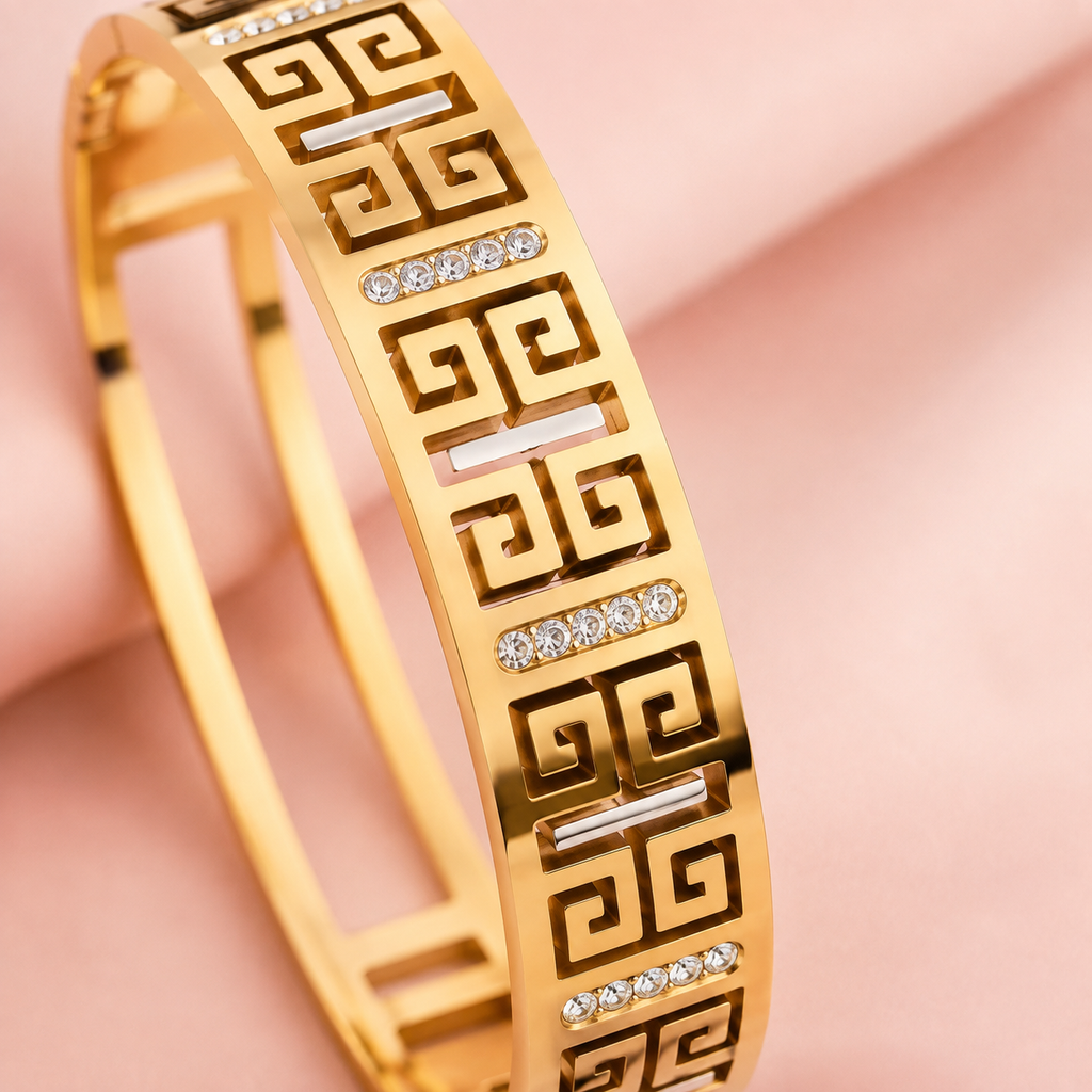 Zahra Gold Lattice Bangle